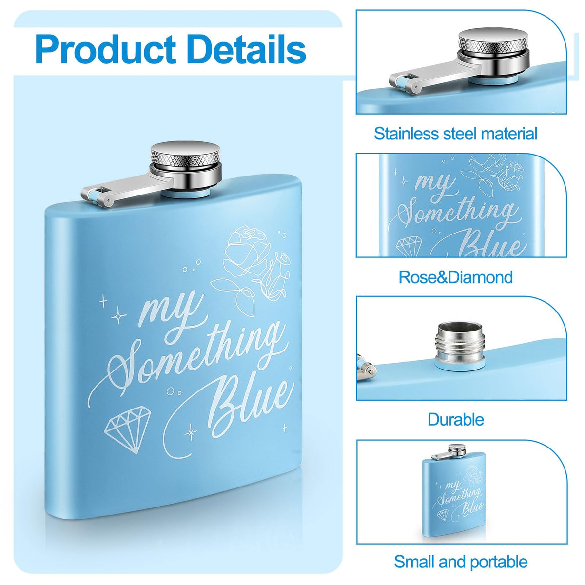Tanlade Bride Flask powder-coated finish, durable and satin-smooth for wedding events.