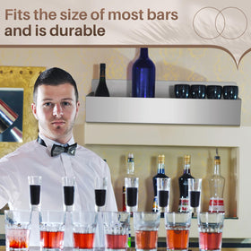 Tanlade compact rail fits tight spaces in bars and kitchens while holding bottles.