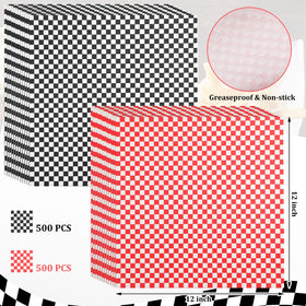 Tanlade deli paper sheets 12x12 red checkered design, ideal for wrap-and-serve presentations.