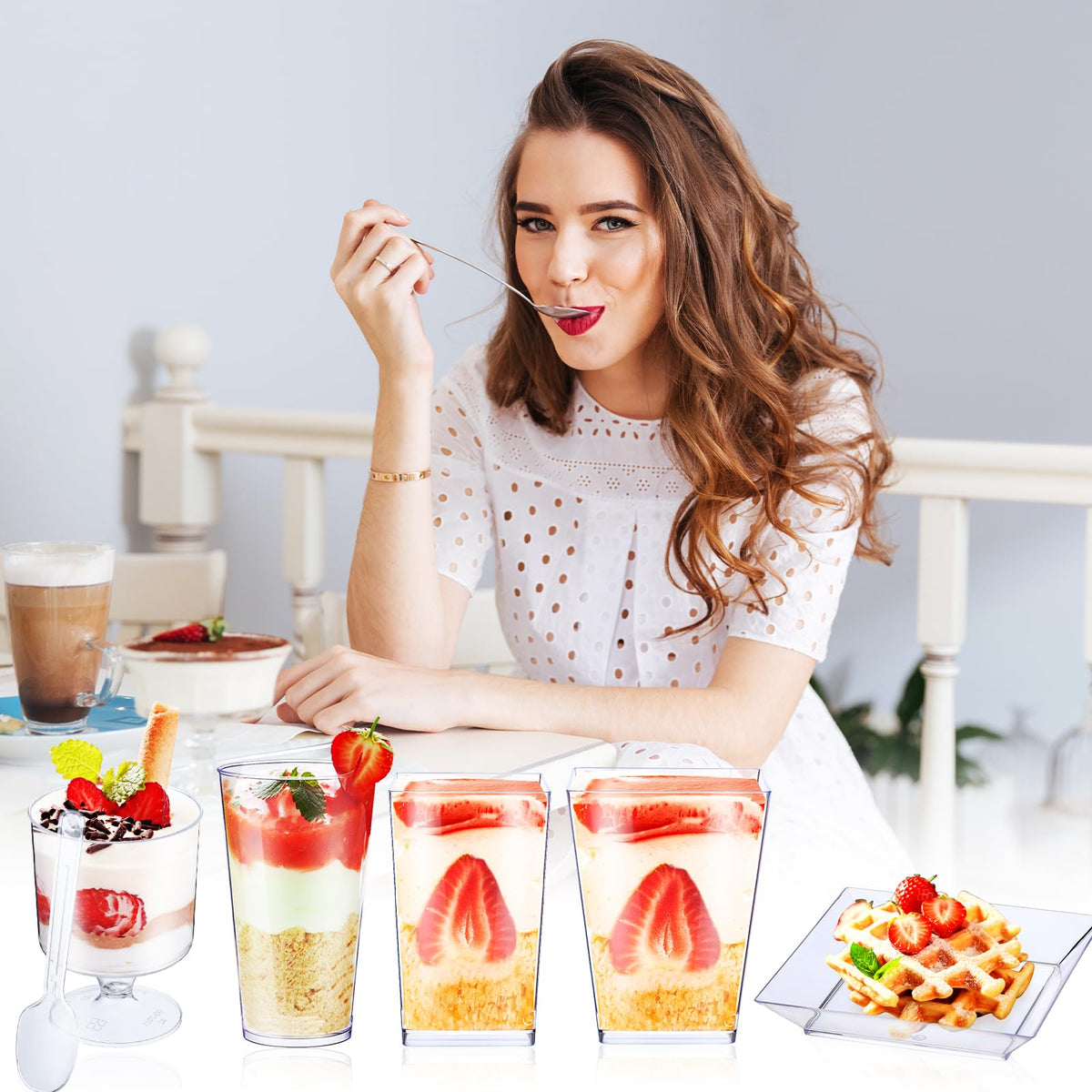 Tanlade disposable spoons accompany the cups for quick serving and neat cleanup.