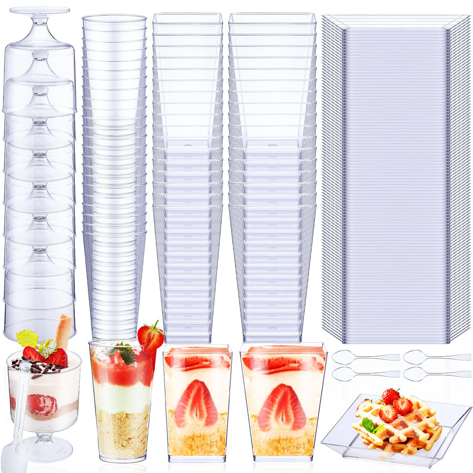 Tanlade square dessert cups—5 oz capacity, perfect for elegant, portion-controlled desserts.