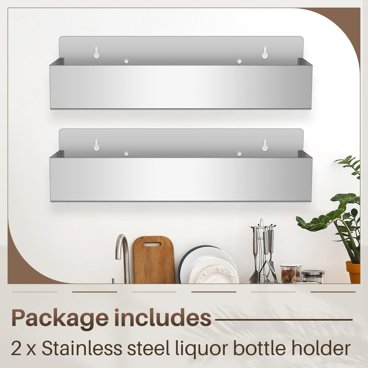 Tanlade stainless steel liquor bottle holder combines durability with easy cleaning.