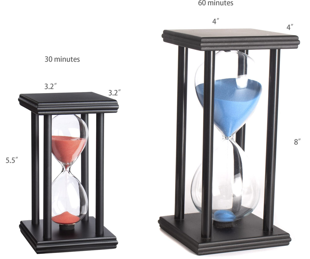 Tanmalan hourglas timer desktop side view highlighting black sand as decor