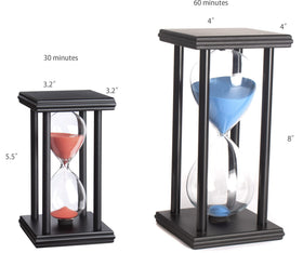 Tanmalan hourglas timer desktop side view highlighting black sand as decor