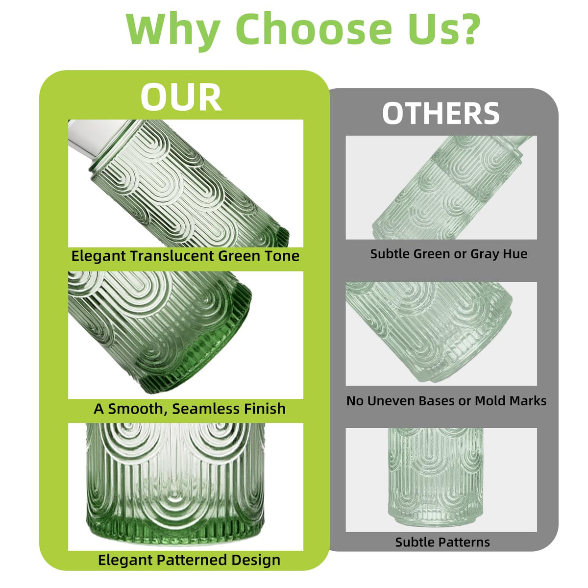 TANMESSO lead-free glass material highlights safe daily use and clarity.