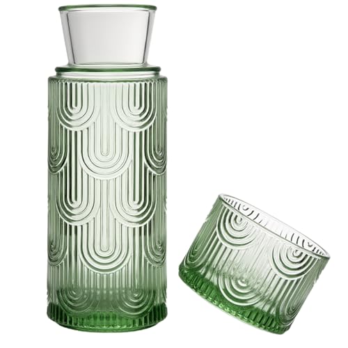 TANMESSO mouthwash dispenser with green bottle for easy bedside access.