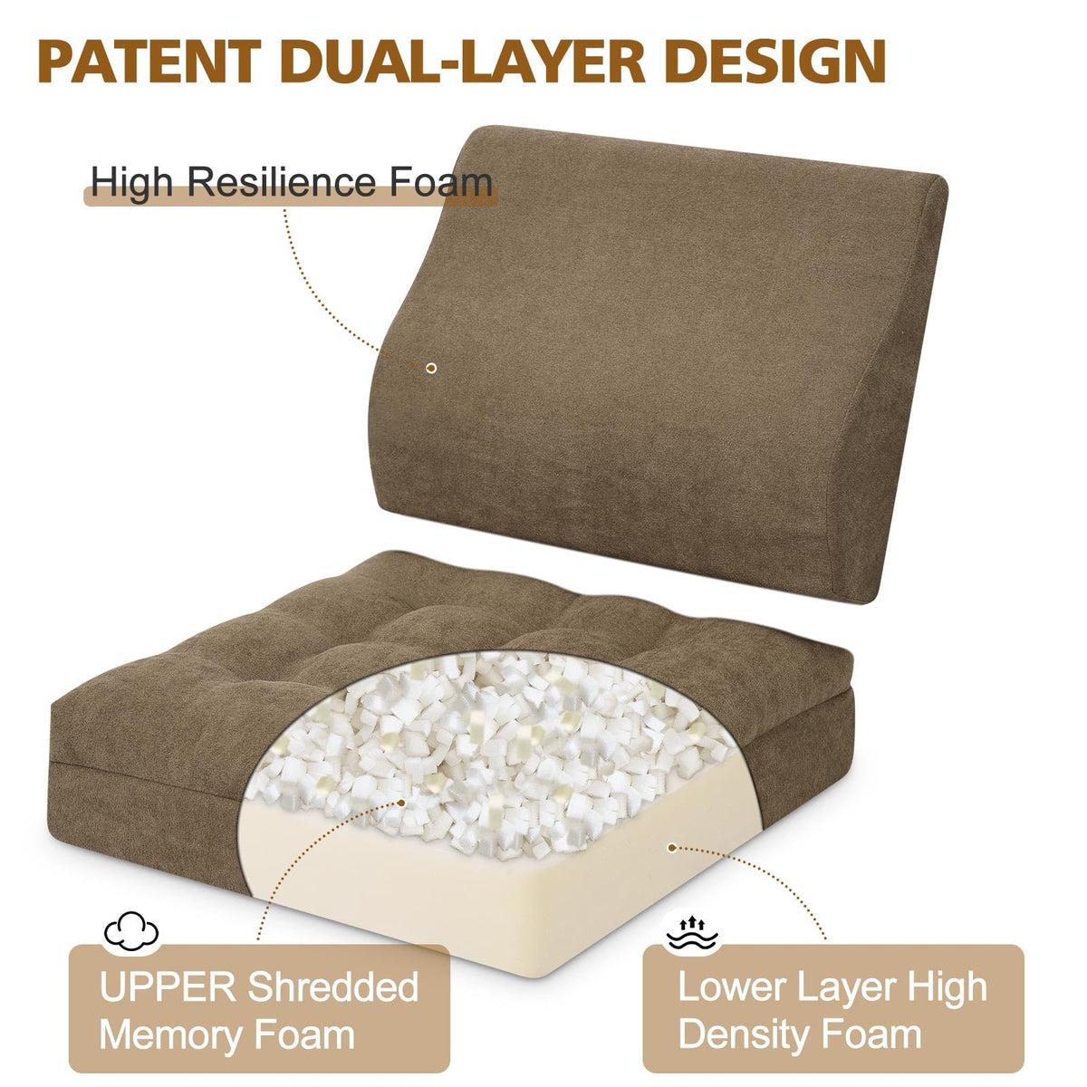 TANYOO recliner cushion with lumbar pillow attached for targeted lower-back support