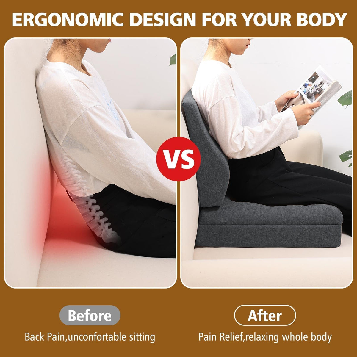 TANYOO recliner cushion with non-slip bottom stays securely in place.