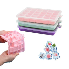 TAO CICADA pink lid ice tray with 24 easy-release cubes.