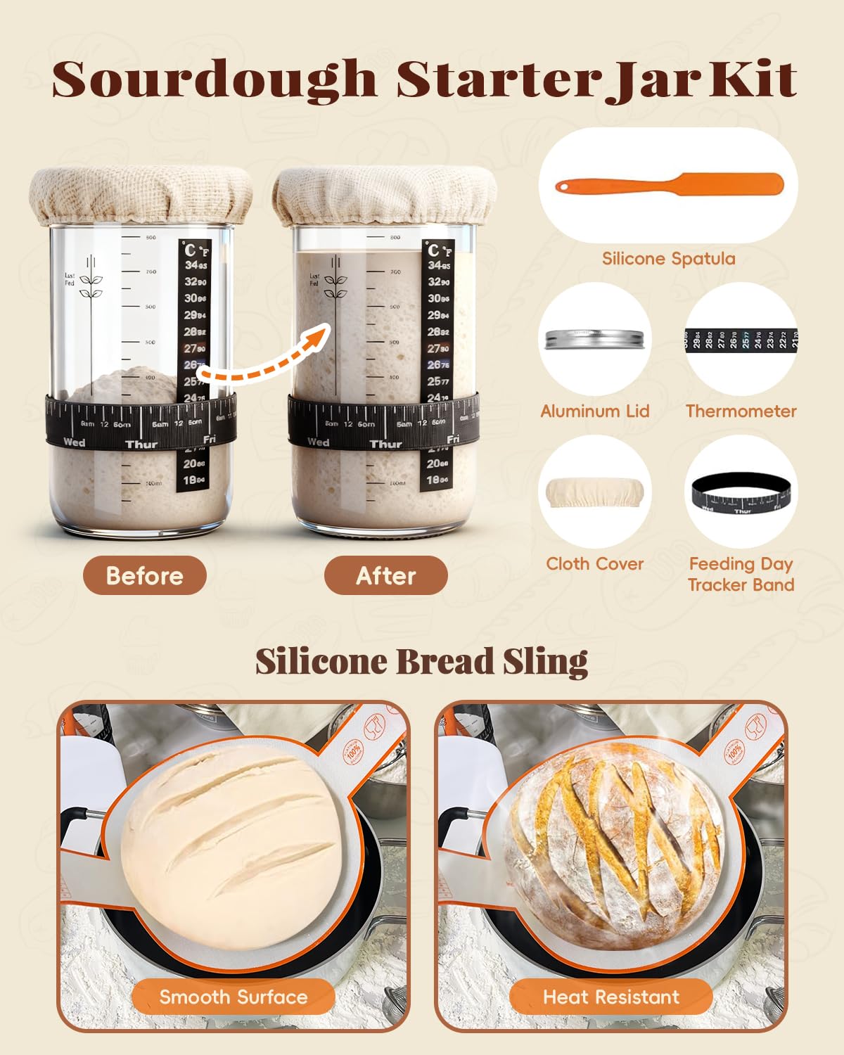 TAOMAND starter jar keeps fermenting sourdough safe and visible