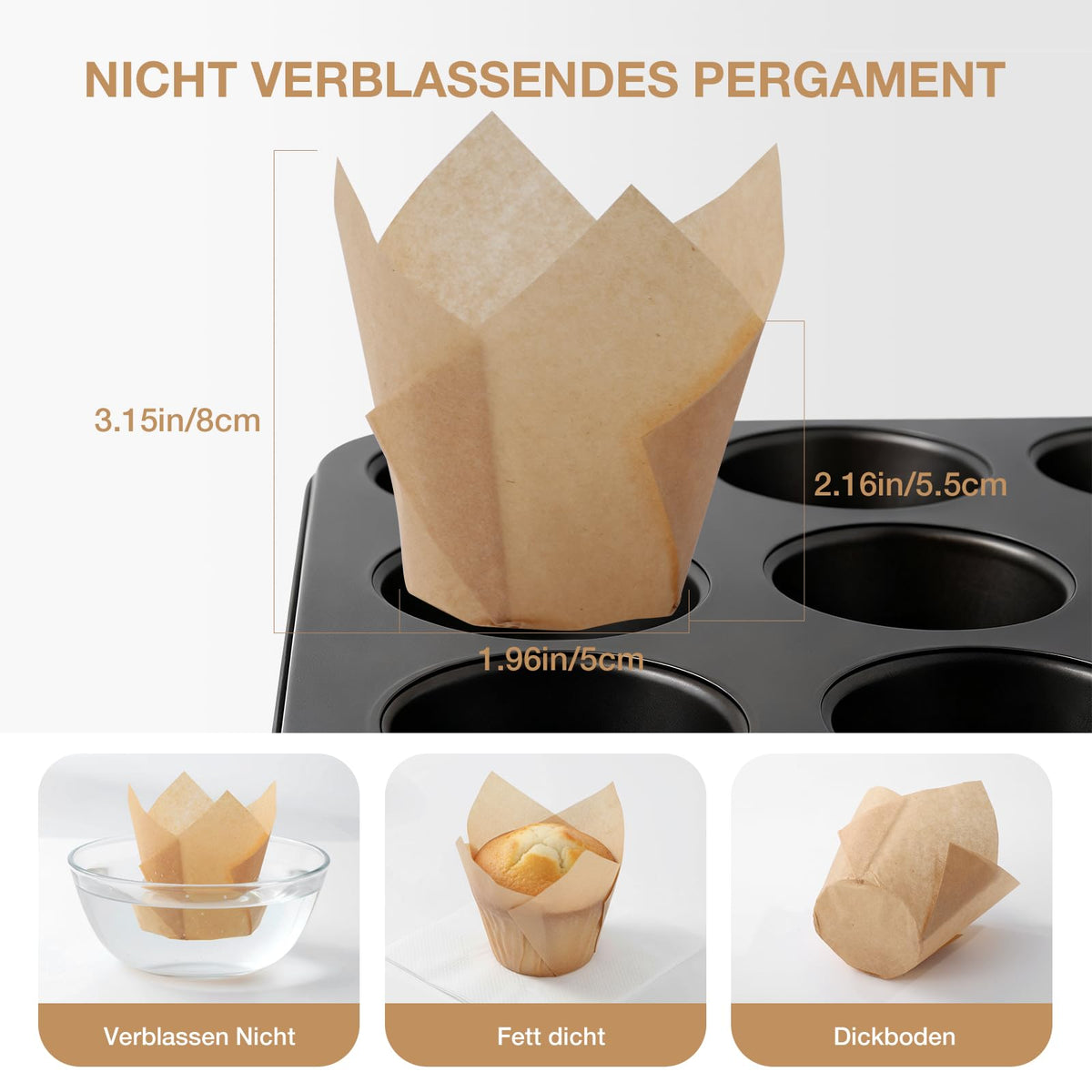 Taoxi tulip cupcake liners are oven-safe up to 425°F for reliable baking.