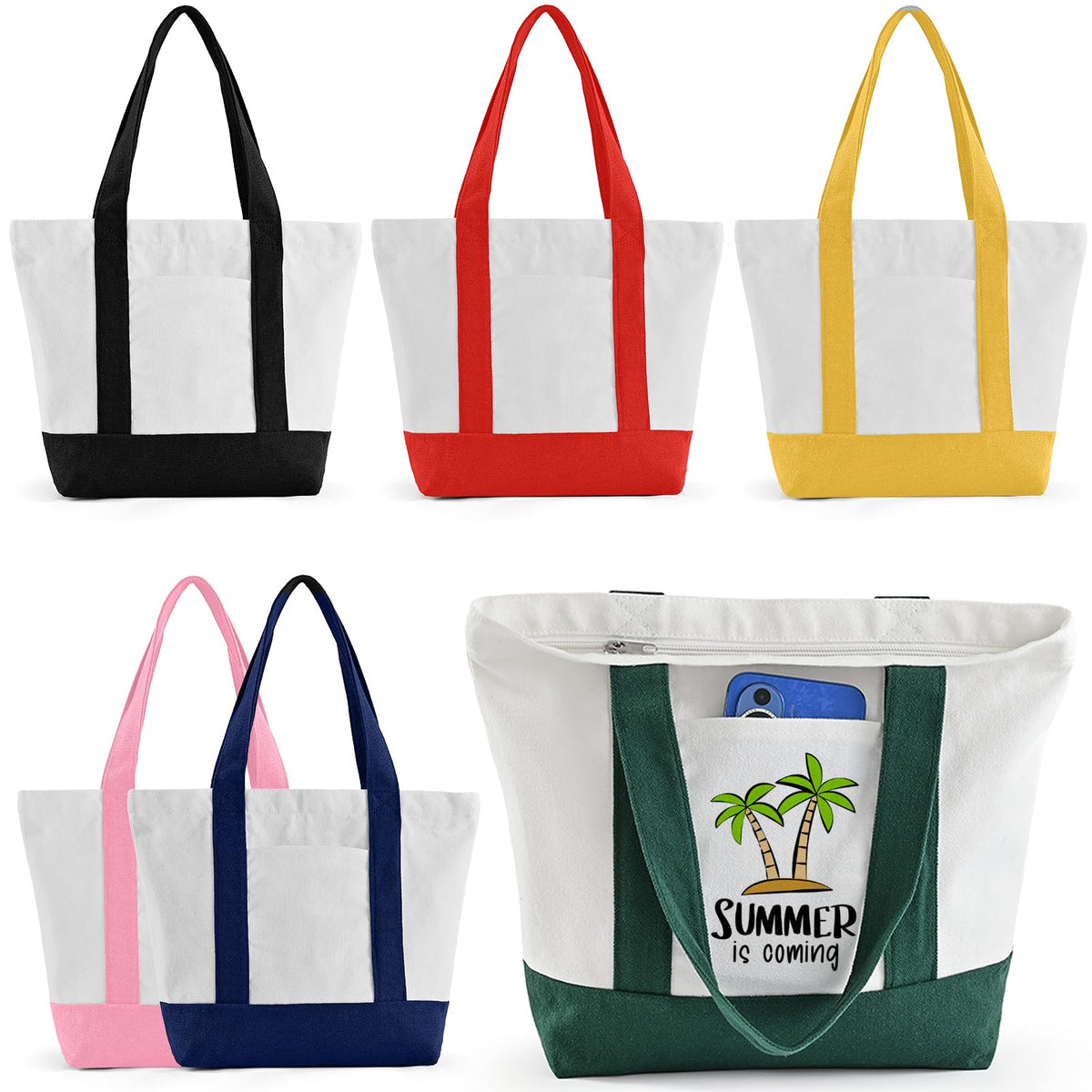 TAOZIM 6Pack mini canvas tote with pockets keeps small items organized on the go.