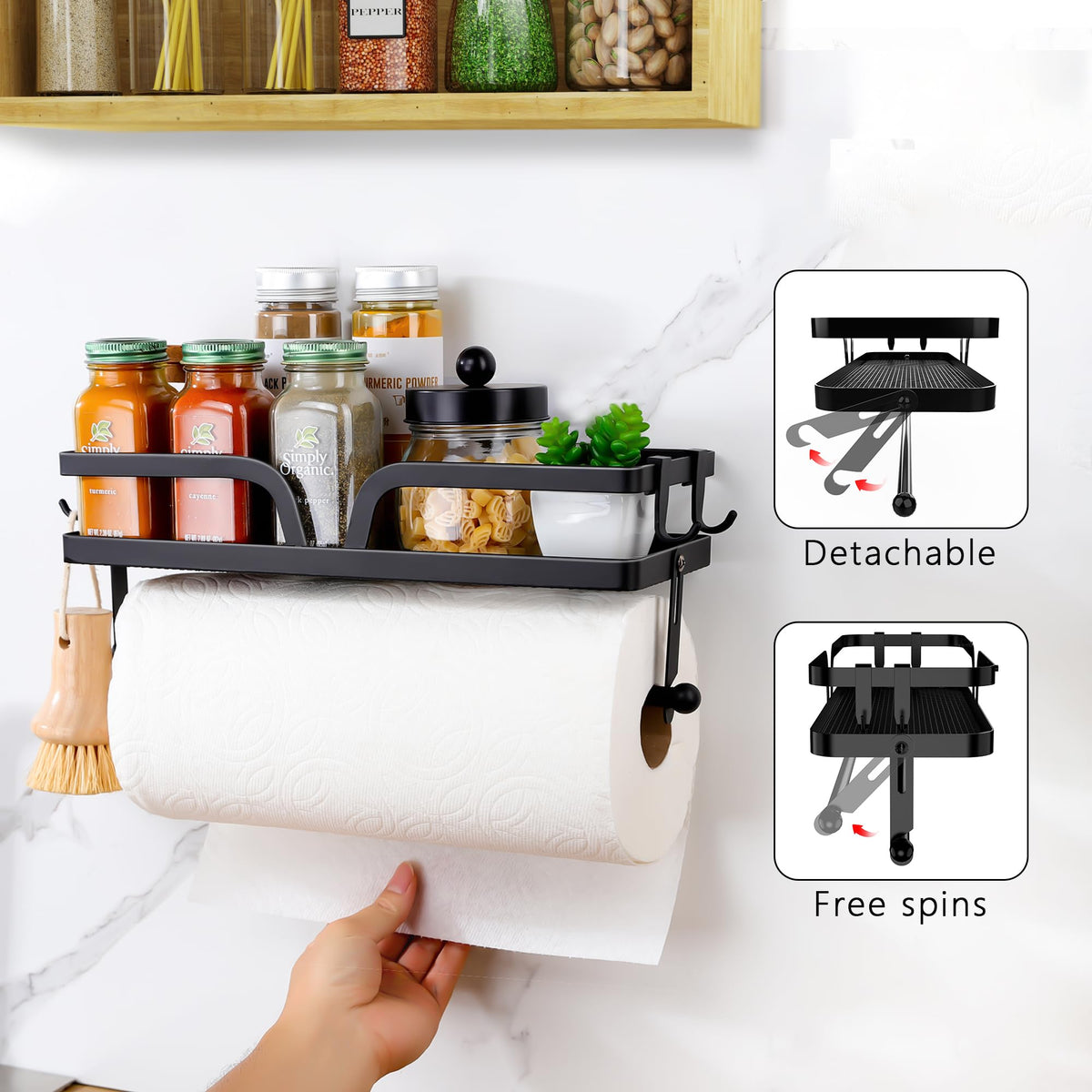 Taozun holder with four hooks keeps utensils within reach and tidy