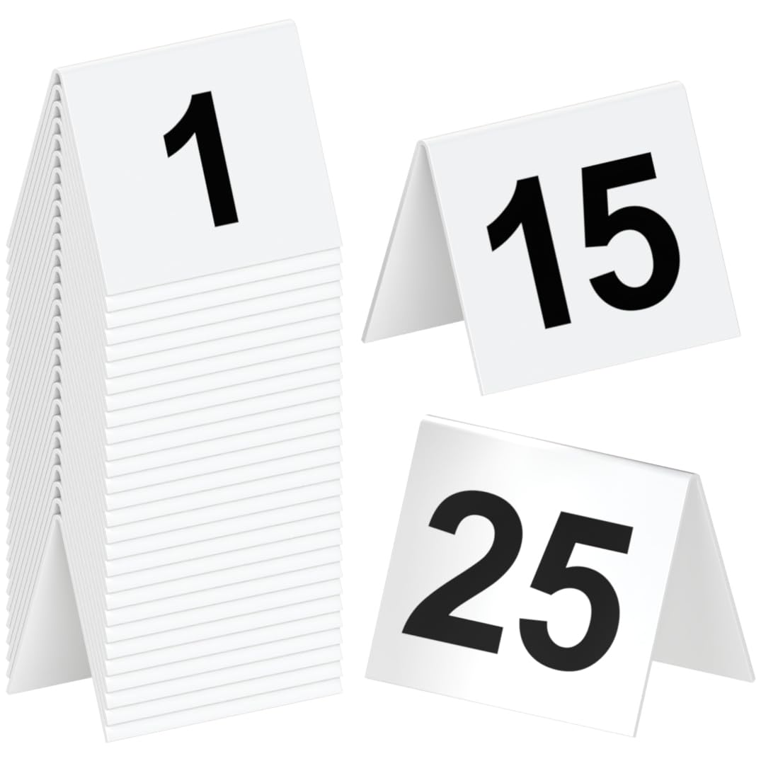 Tapix restaurant table numbers white front view for quick seating