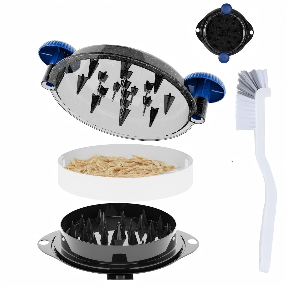 TAREG chicken shredder spikes close-up showing fast, precise shredding.