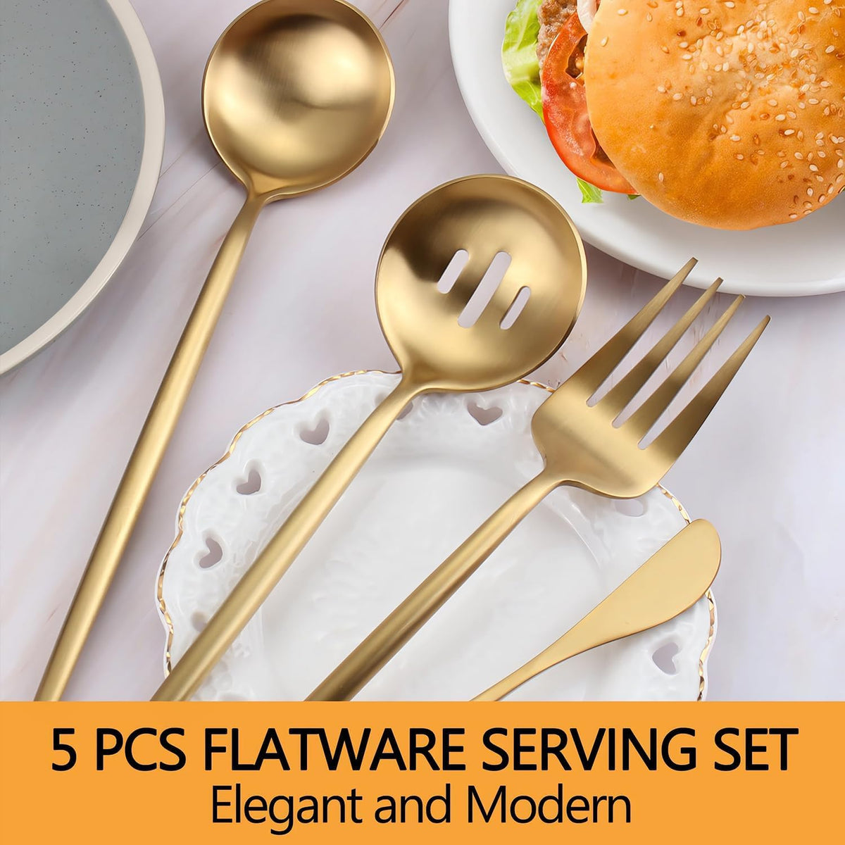 Targzier gold flatware finish adds refined ambience on a polished table.