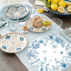 Tarklanda blue floral placemats enhance birthday party ambience