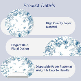 Tarklanda blue butterfly pattern placemats add charm to table decor