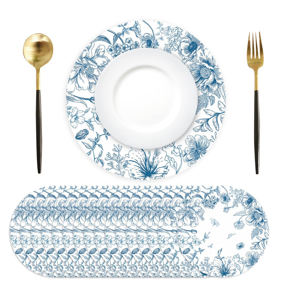 Tarklanda blue floral placemats 50-pack for elegant table setting