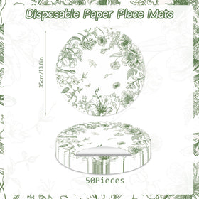 Tarklanda vintage sage green placemats close-up pattern enhances table appeal.