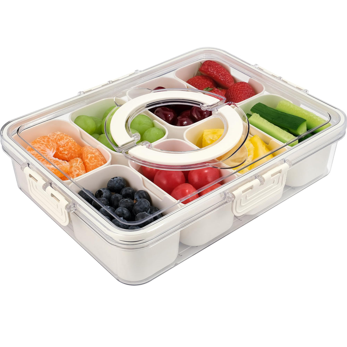 TAROSE Snackle Box Container with eight compartments for organized snacks.