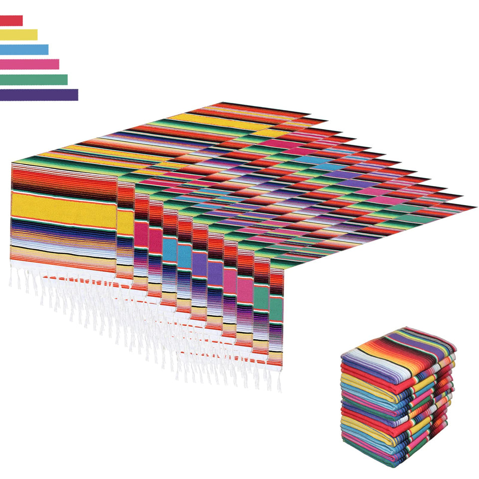 Tartaglia serape table runner with multicolor striped design for vibrant fiesta tables.