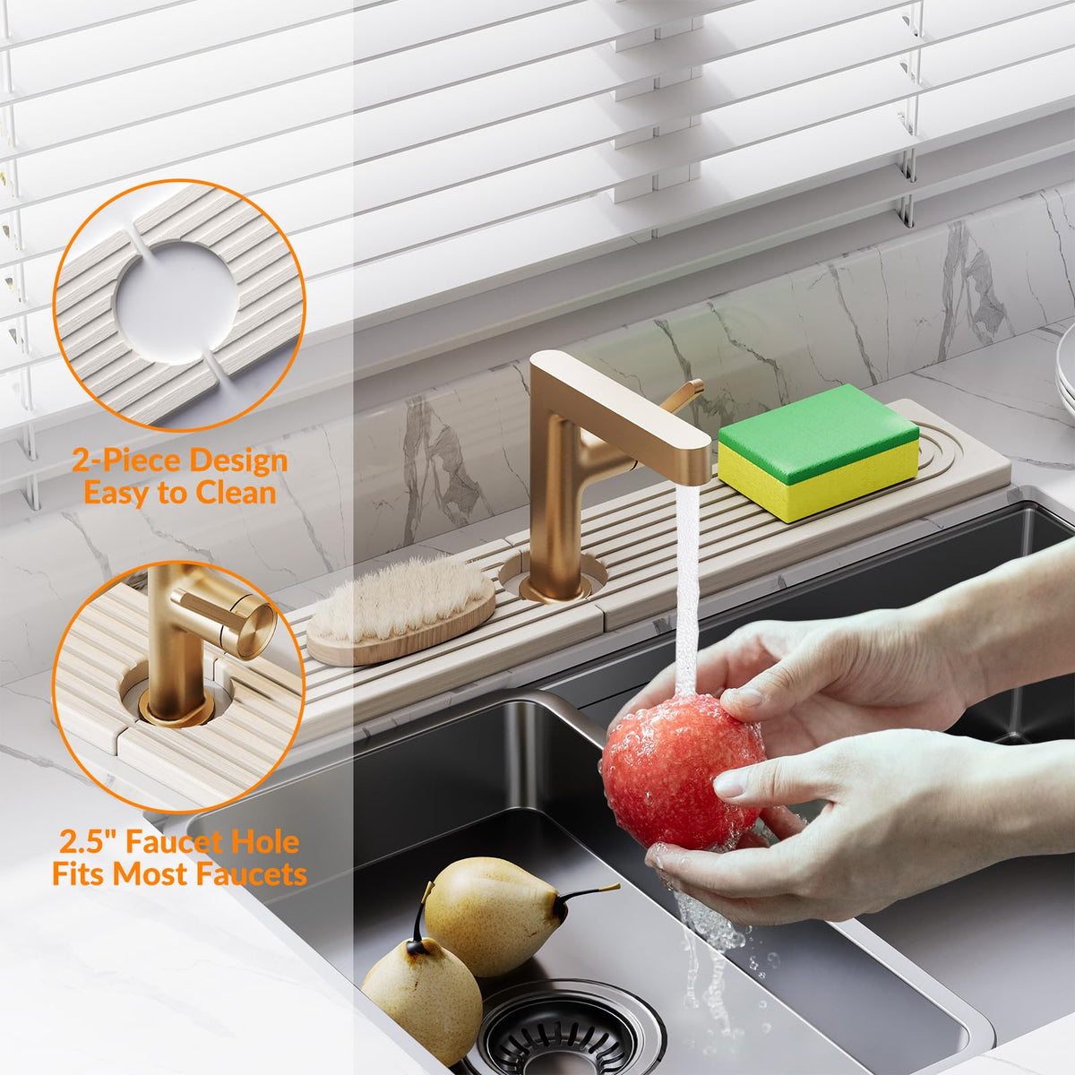 TARVOX drip catcher for sink keeps sponges and bottles organized