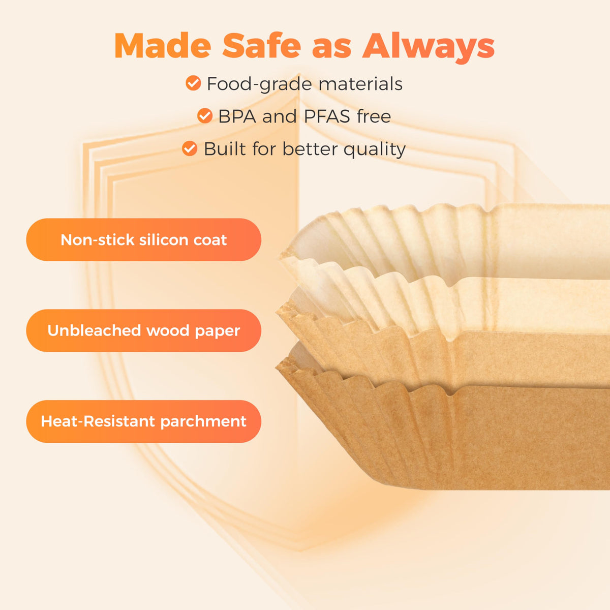 Tastee liner highlights the oil-absorbing core for crisper results.