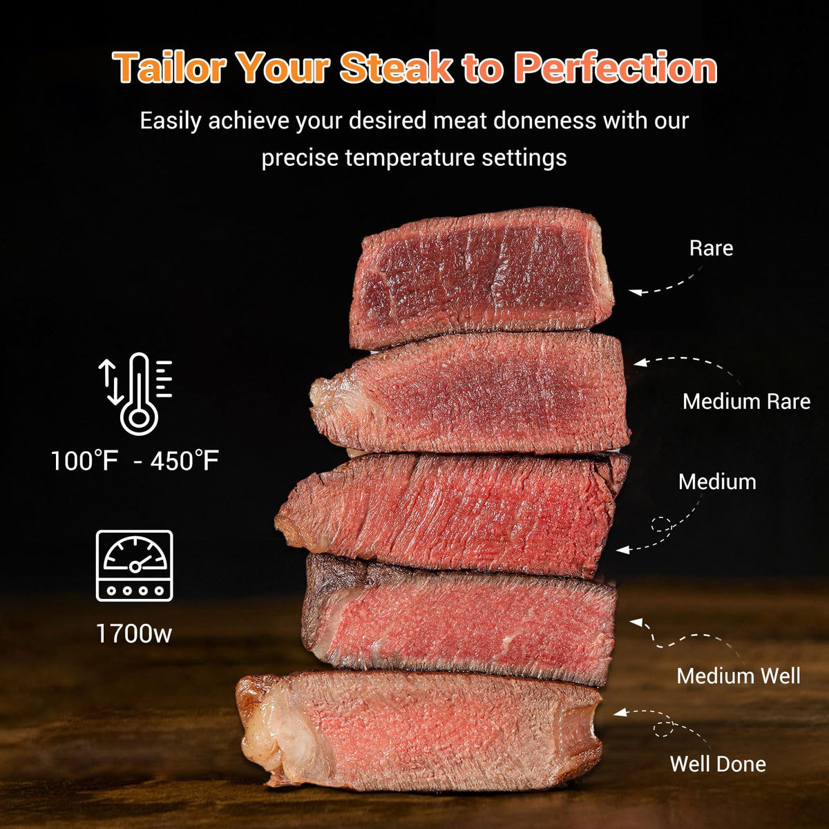 Tastee Ceramic Air Fryer 8-in-1 presets panel with 24 options
