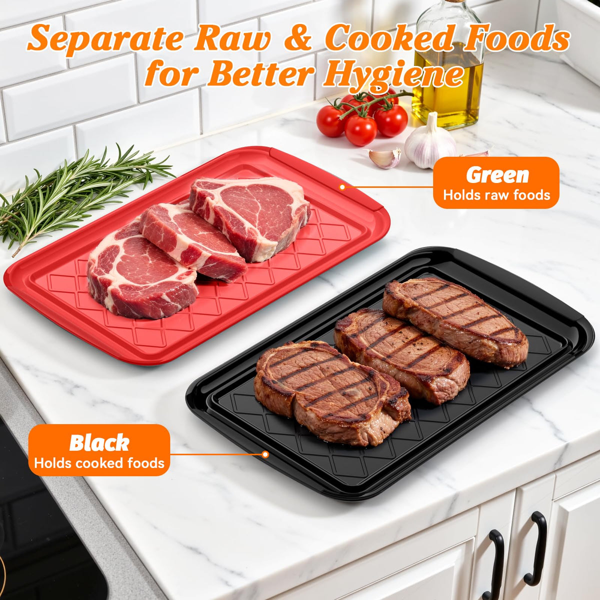 TasticTotes dishwasher-safe tray set shown after a meal cleanup.