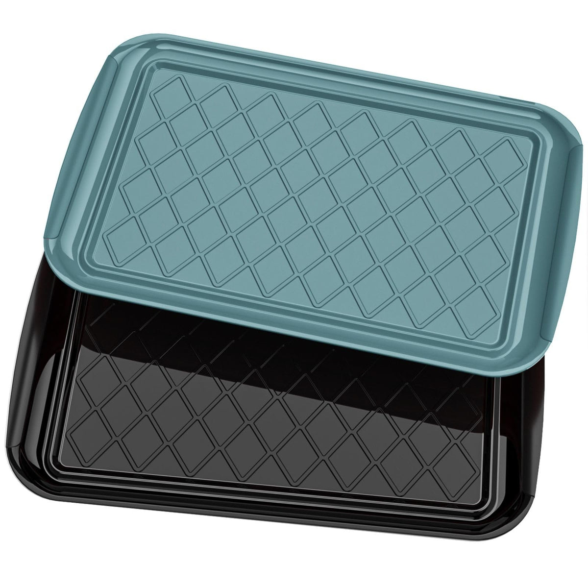 TasticTotes grilling prep and serve trays in green and black for safe separation of raw and cooked foods