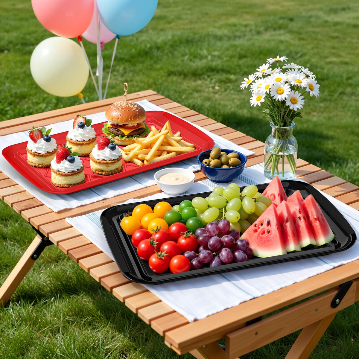 Heat-resistant TasticTotes trays handle hot foods safely during serving.