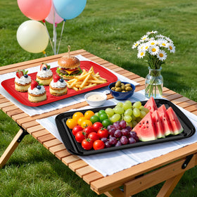 Heat-resistant TasticTotes trays handle hot foods safely during serving.