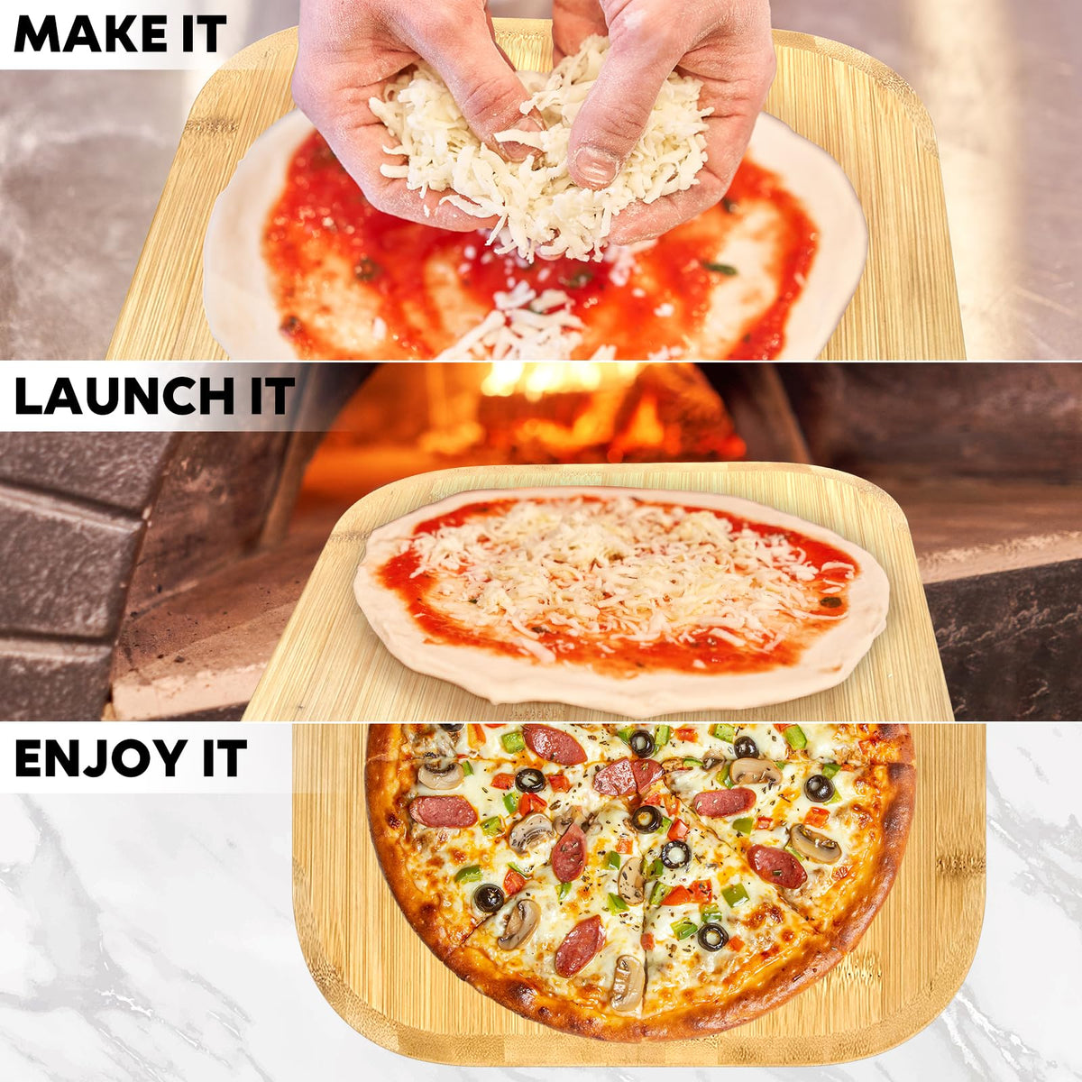 TastiFun Cube pizza peel smooth surface aiding dough transfer