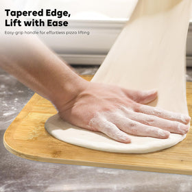 TastiFun Cube pizza peel showing hanging storage hole for quick storage
