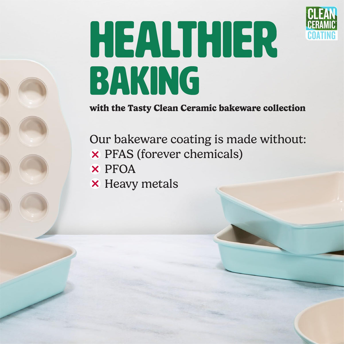 Tasty ceramic nonstick coating close-up for easy cake release.