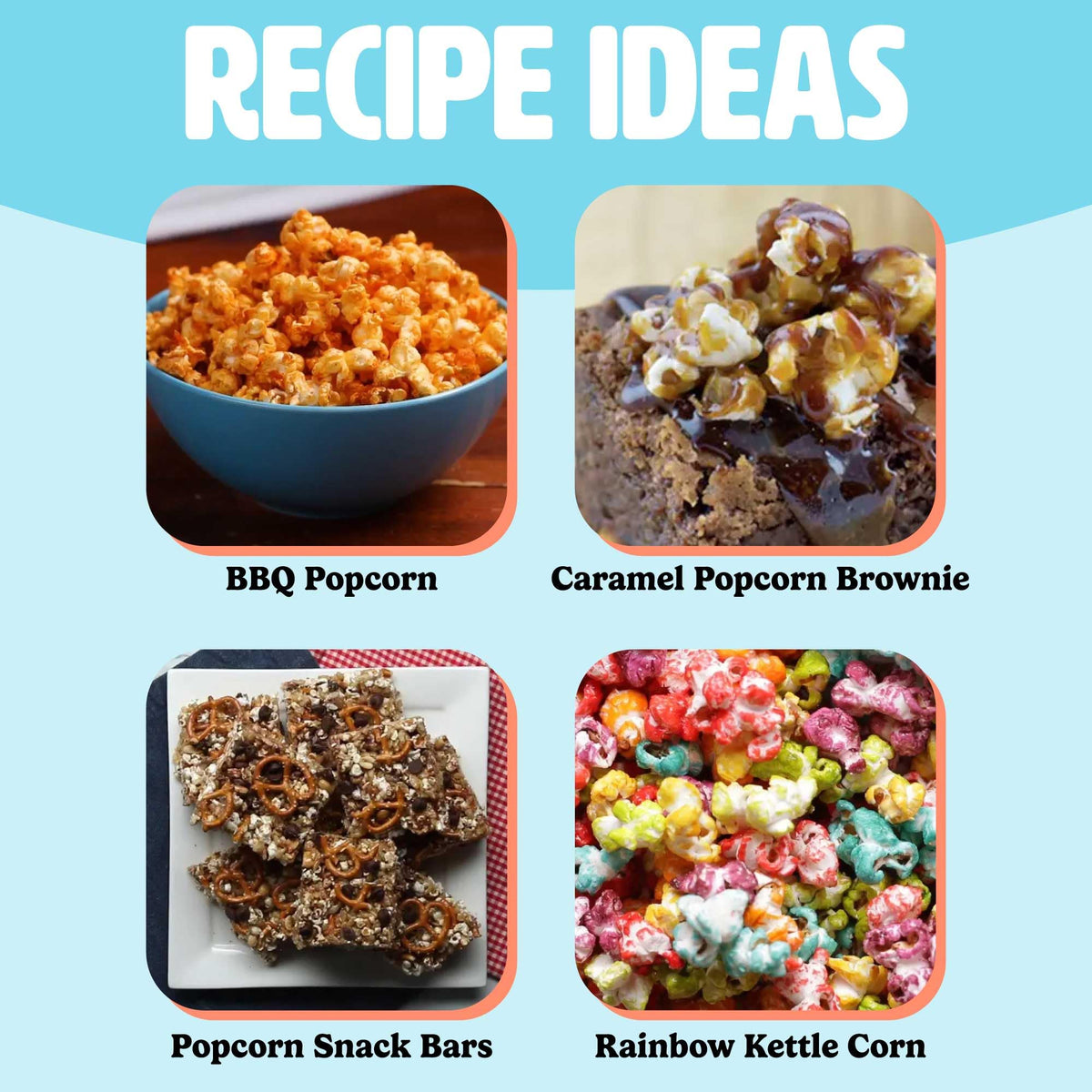 Tasty hot air popcorn popper eight-cup capacity indicator ready for serving.