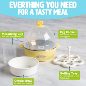 All in one package includes omelet tray and measuring cup for precision