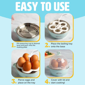 Dorm room kitchen setup with the compact Tasty egg cooker.