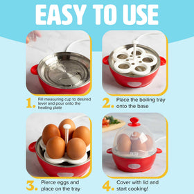 Tasty Mini Egg Cooker measuring cup with built-in piercer for precise timing.