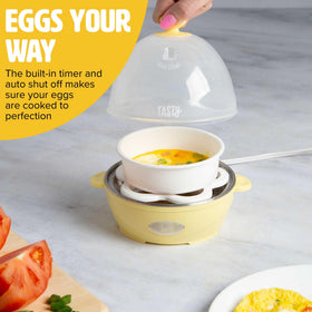 Omelet bowl in use with Tasty Mini Egg Cooker for quick omelets