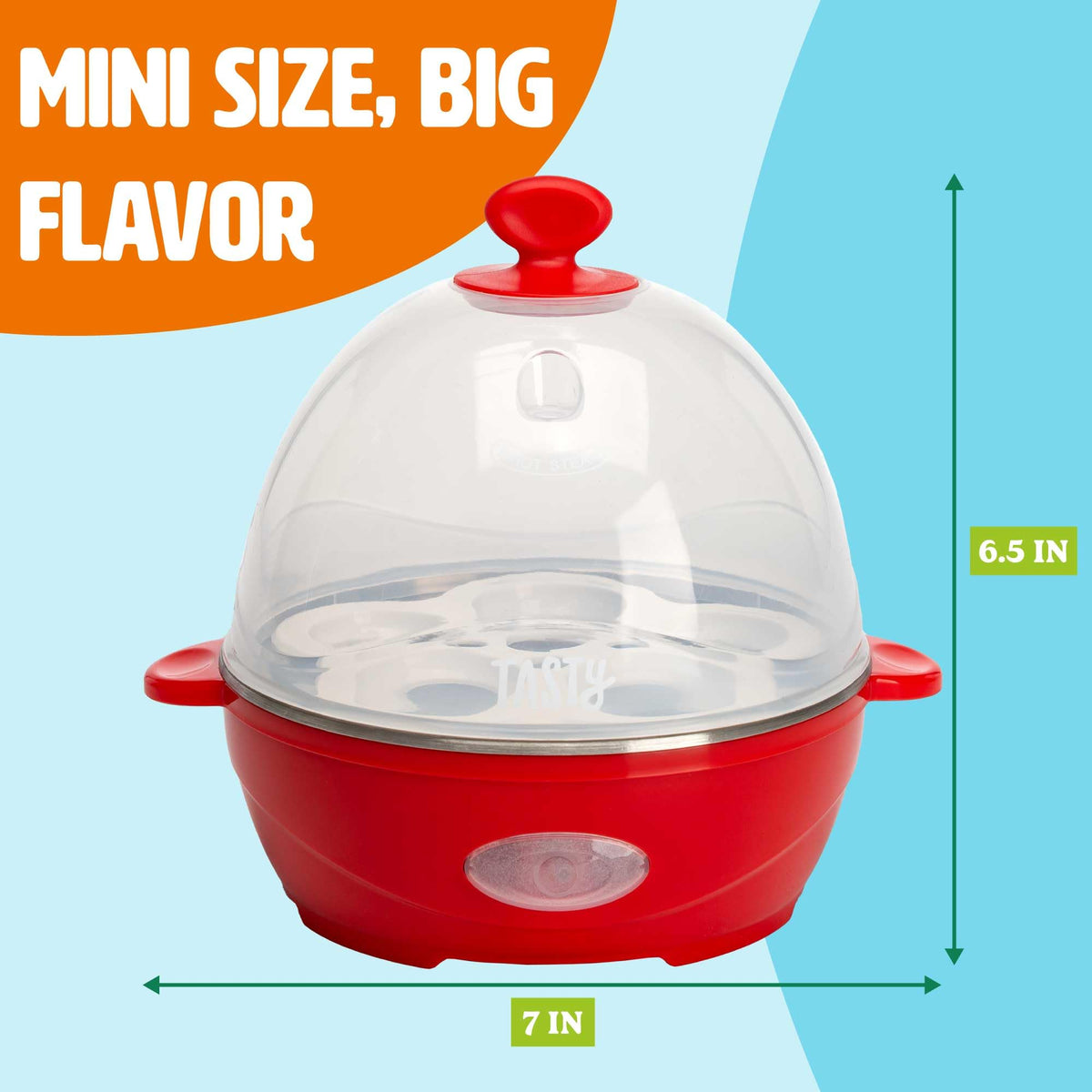 Tasty Mini Egg Cooker with omelet bowl included for personalized omelets.