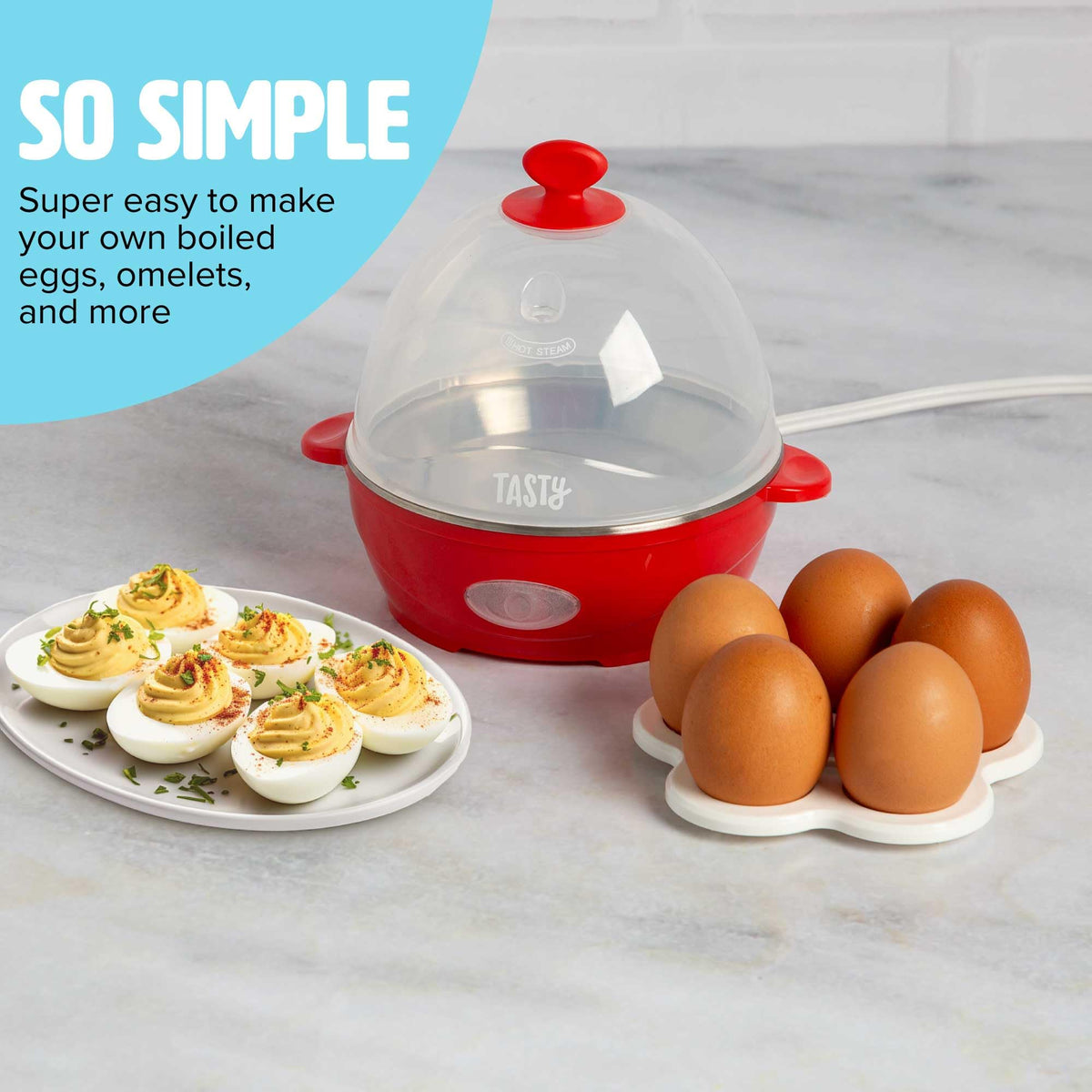Tasty Mini Egg Cooker with rapid 360W heating for fast breakfast prep.