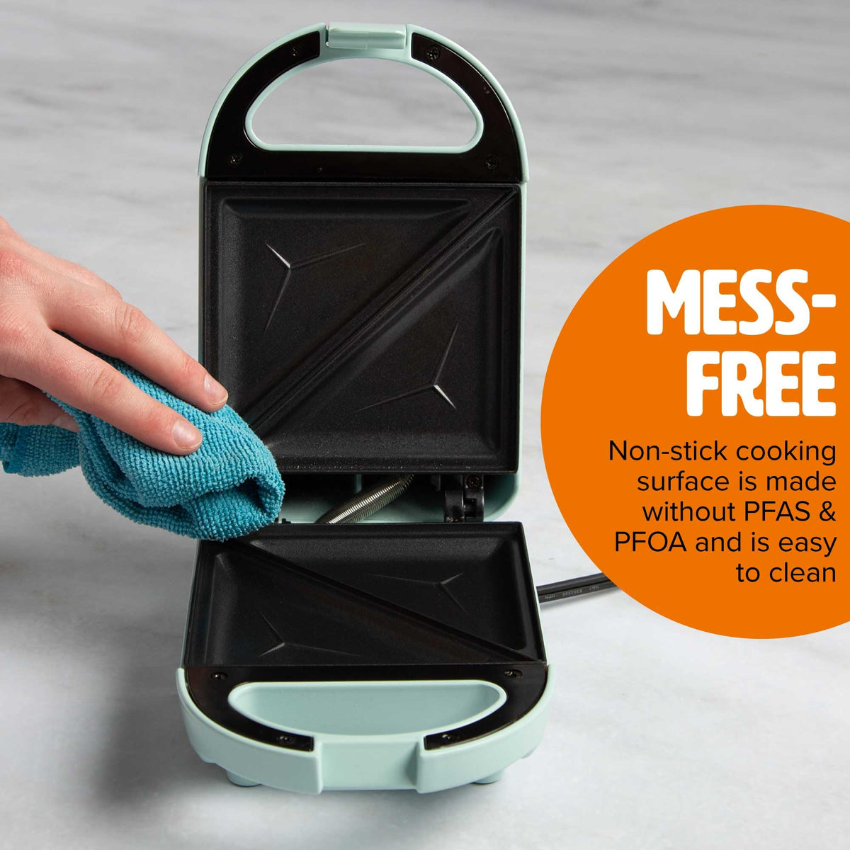 Tasty Mini Sandwich Maker makes French toast and waffles quickly.