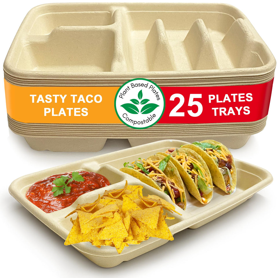 Tasty Taco 3-taco plate dividers 25-pack keeps tacos neat and ready to serve