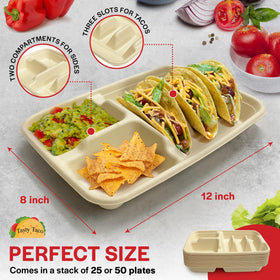 Tasty Taco compostable plates offer eco-friendly, waste-reducing options