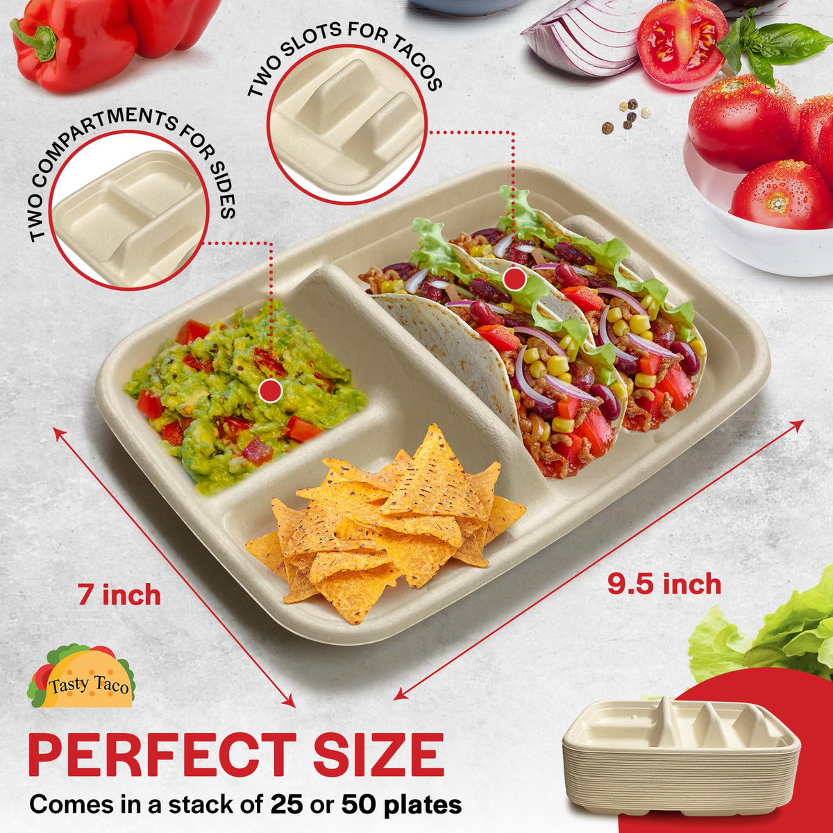 Fiesta taco holder stand by Tasty Taco for organized party servings.