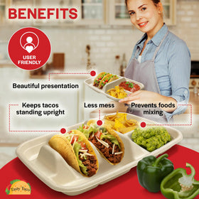 Tasty Taco plates with built-in dividers keep two tacos and sides separate
