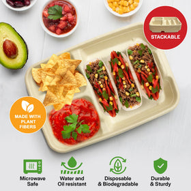 Tasty Taco plate compatible with both soft and hard taco shells for versatility