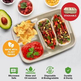 Tasty Taco plates compatible with soft and hard shells up to 6 inches.